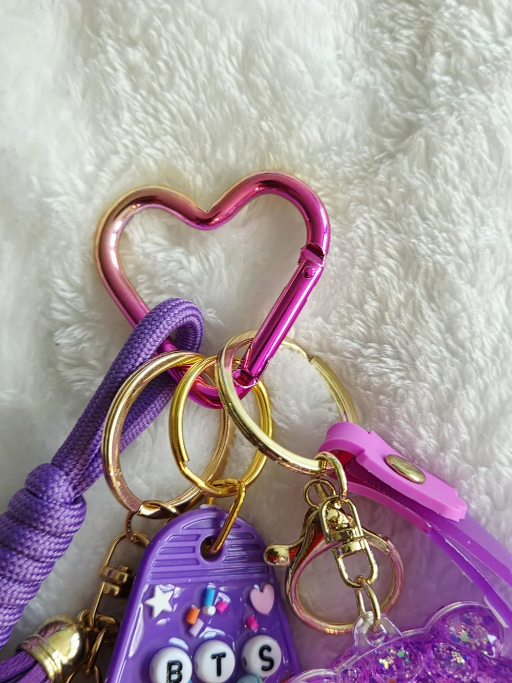 BTS Purple Rhinestone Keychain Charm Set Stunning K Pop Bag Charm